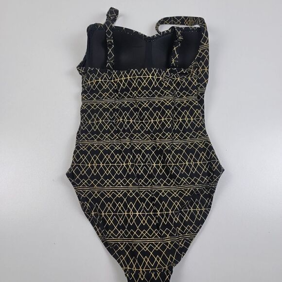 Nip Tuck One Piece Bathing Suit Black and Gold Trim size 6 EUC - Picture 10 of 16